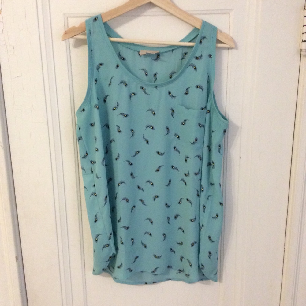 LOFT Outlet, Teal Feather Tank, Size L